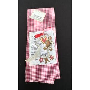 Christmas Dish Towel W Gingerbread Recipe And Gingerbread Man Cookie Cutter S1C